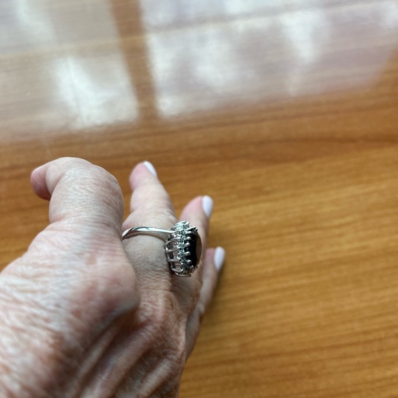 Faux sapphire & diamond ring - size 7 - Picture 5 of 8
